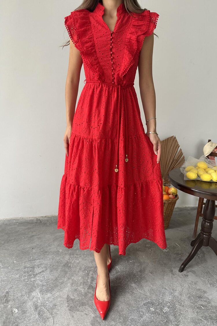 WholesaleRuffle Buttoned Dress