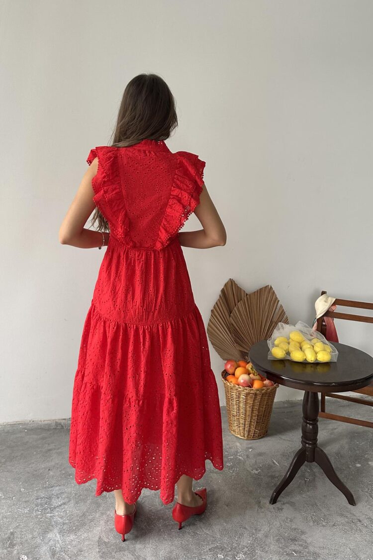 WholesaleRuffle Buttoned Dress