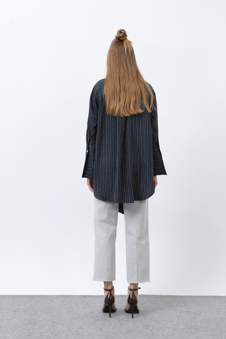 Women's Front Frill Detailed Striped Shirt
