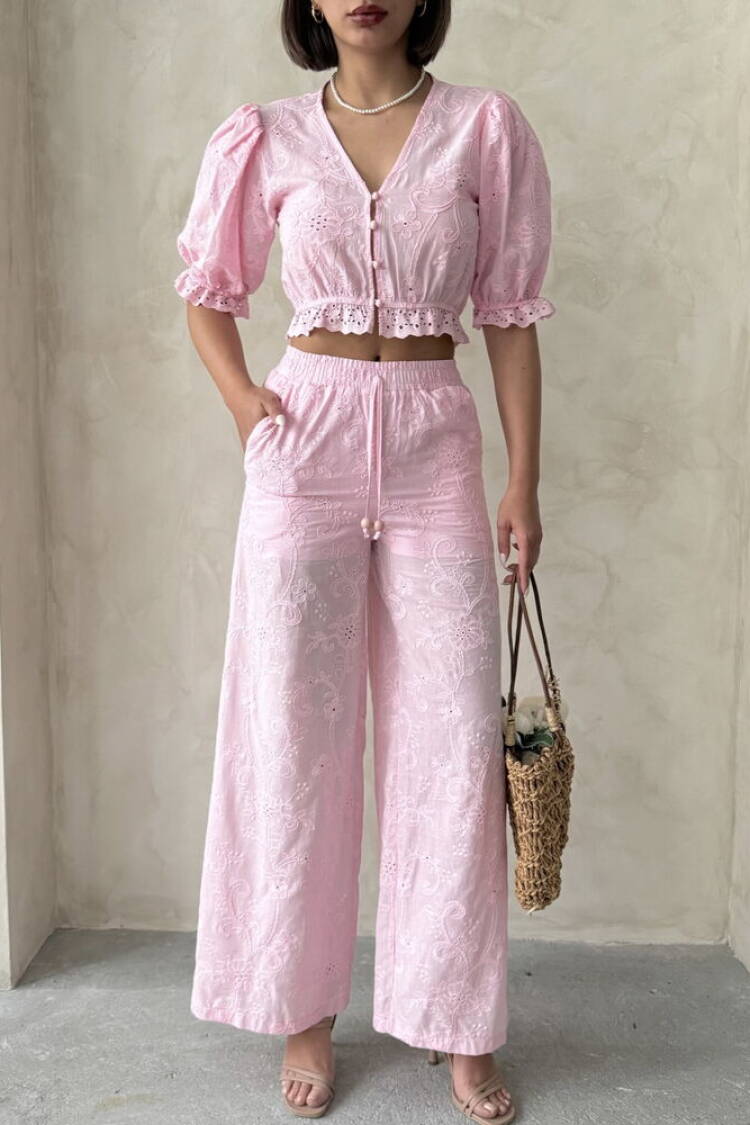 Embroidered Pants -|