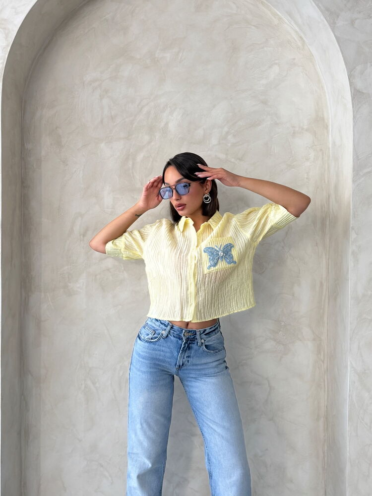 Butterfly Detailed Pleated Shirt