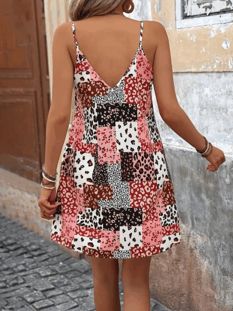 Women's Strappy V Neck Sweater Dress - Pink
