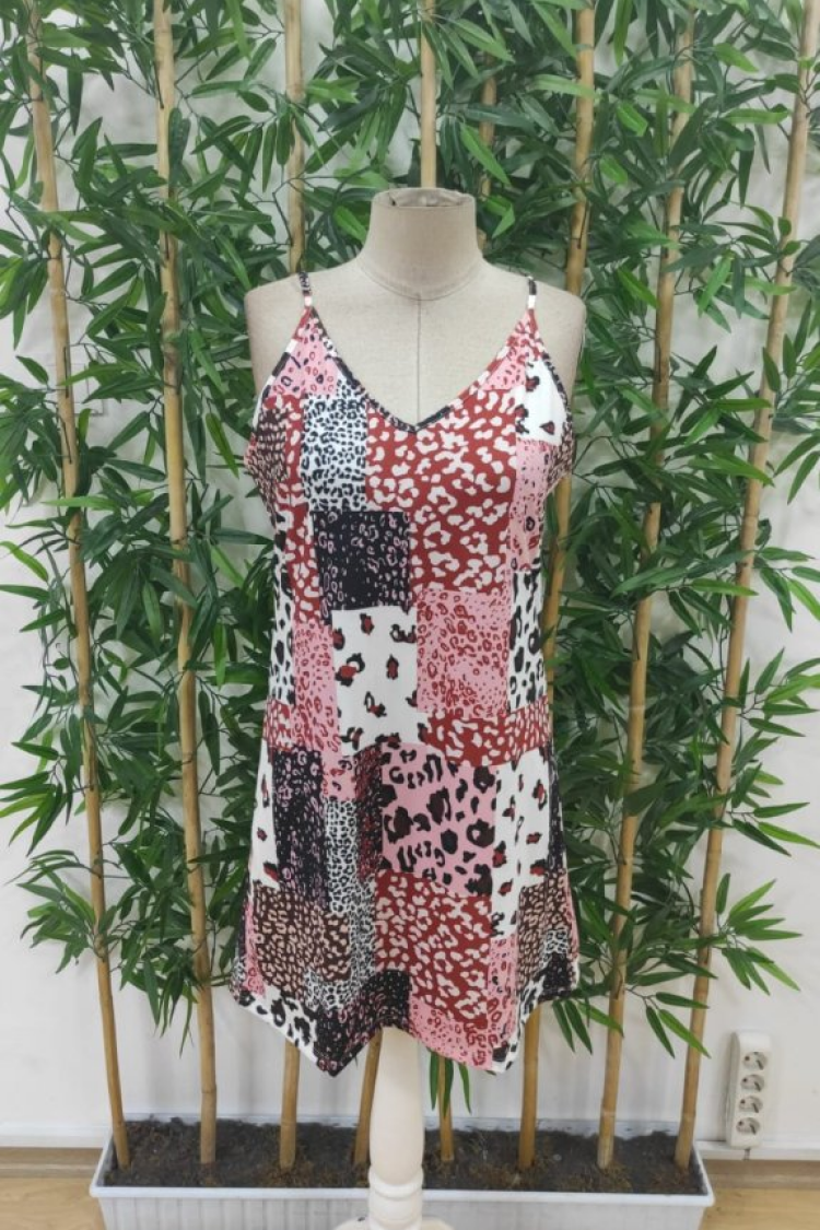 Women's Strappy V Neck Sweater Dress - Pink
