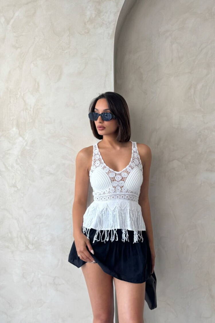 Wholesale BlouseWith Guipure Detailed Strap |