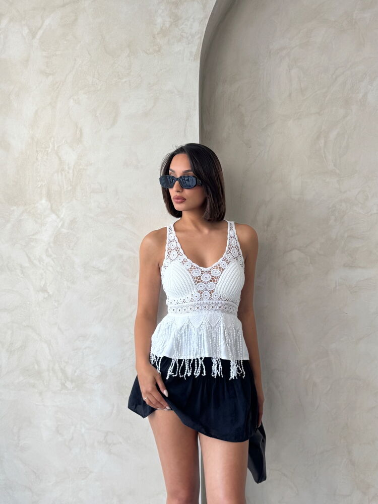 Wholesale BlouseWith Guipure Detailed Strap |
