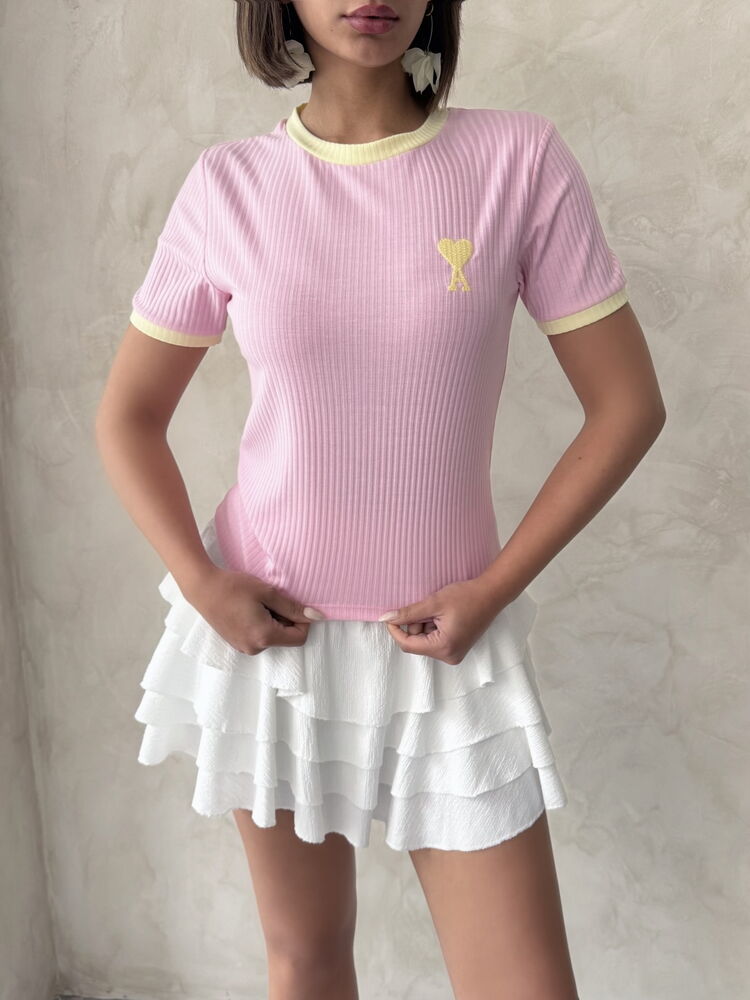 Embroidered T-Shirt Pink|