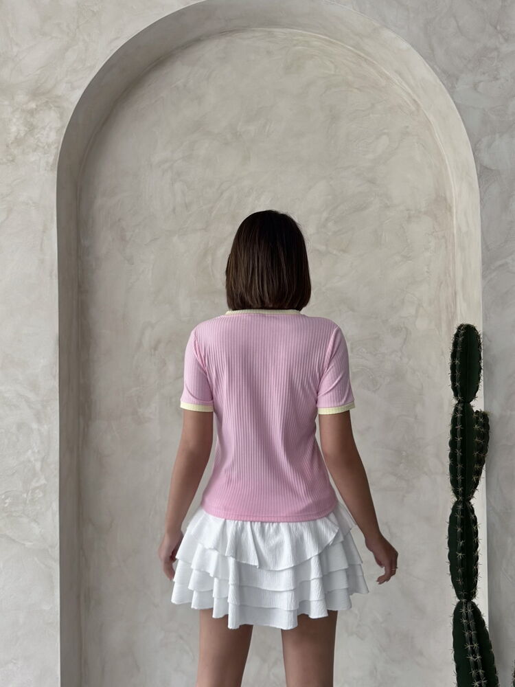Embroidered T-Shirt Pink|