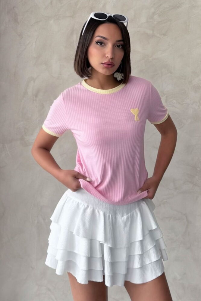 Embroidered T-Shirt Pink