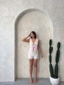 Jeans Detailed Front Tie Lace Wholesale Vest Raw