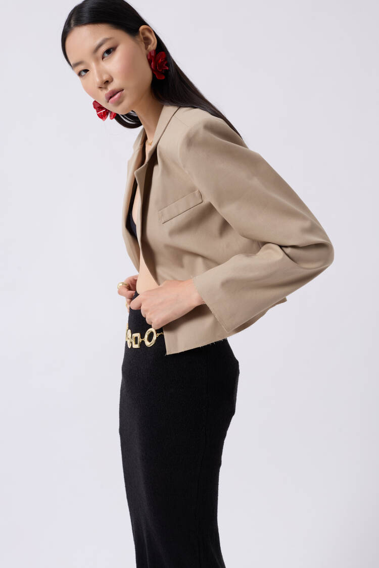 Crop Linen Blazer Jacket