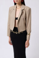 Crop Linen Blazer Jacket - Brand: Black Fashion - Women's Clothing Wholesale - Globality Store