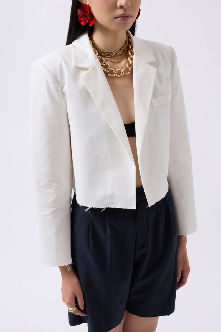 Crop Linen Blazer Jacket