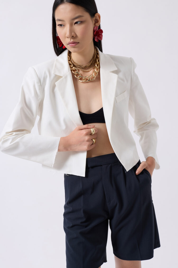 Crop Linen Blazer Jacket
