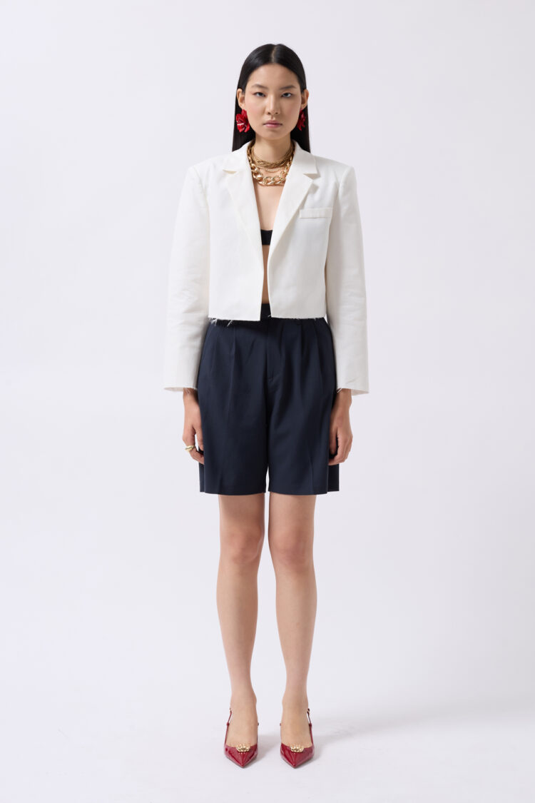 Crop Linen Blazer Jacket