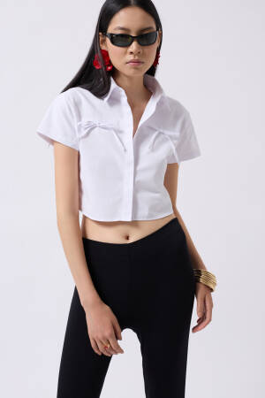 Ribbon Detail Crop Shirt - Brand: Black Fashion - Women's Clothing Wholesale - Globality Store