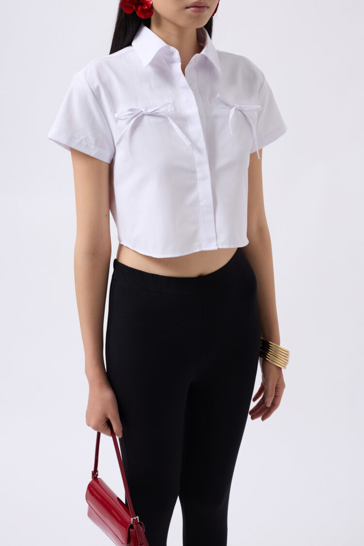 Ribbon Detail Crop Shirt