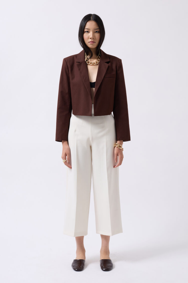 Crop Linen Blazer Jacket