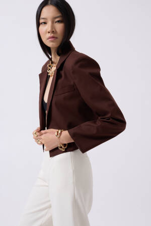 Crop Linen Blazer Jacket - Brand: Black Fashion - Women's Clothing Wholesale - Globality Store
