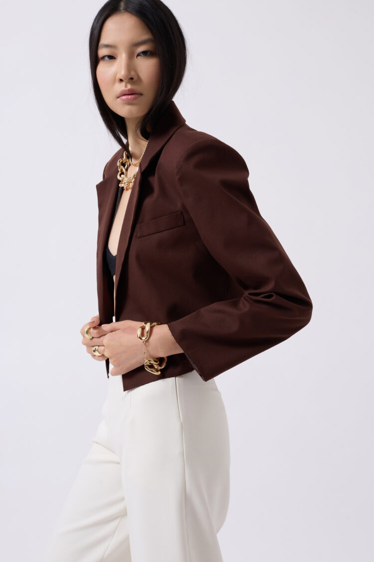 Crop Linen Blazer Jacket