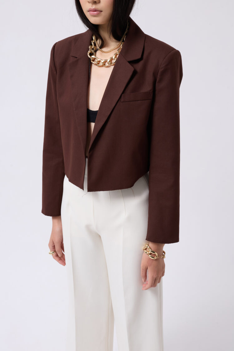 Crop Linen Blazer Jacket