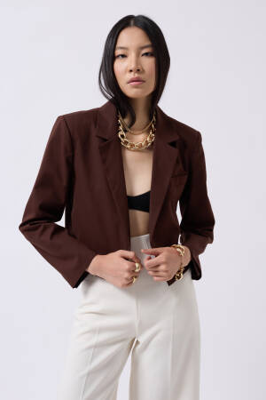 Crop Linen Blazer Jacket - Brand: Black Fashion - Women's Clothing Wholesale - Globality Store