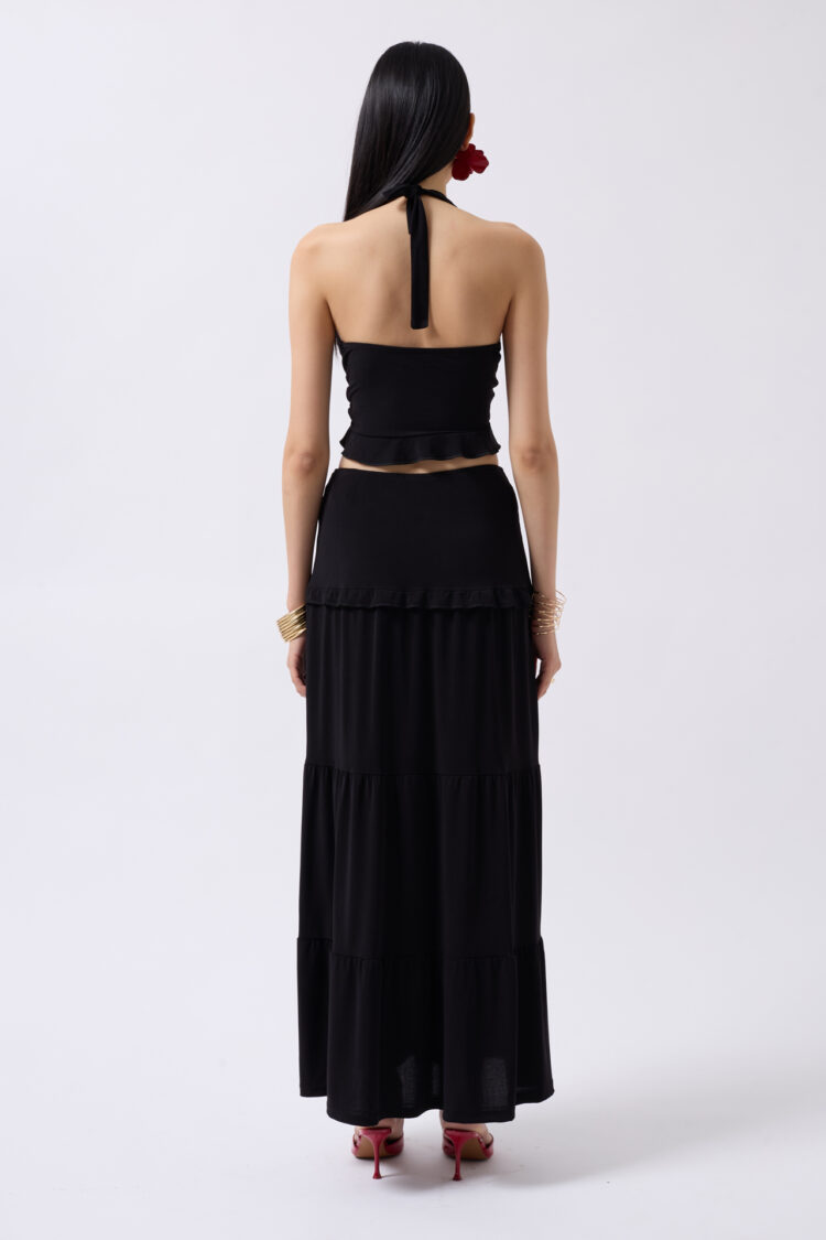 Ruffle Detail Asymmetric Waist Skirt