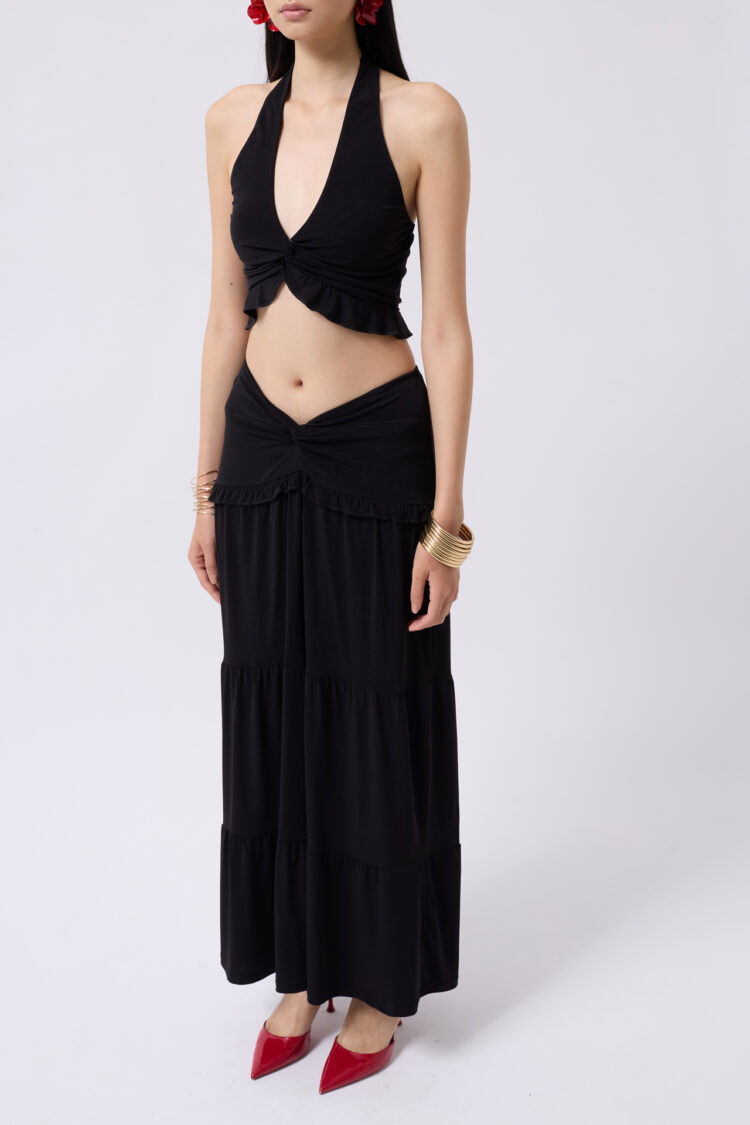 Ruffle Detail Asymmetric Waist Skirt