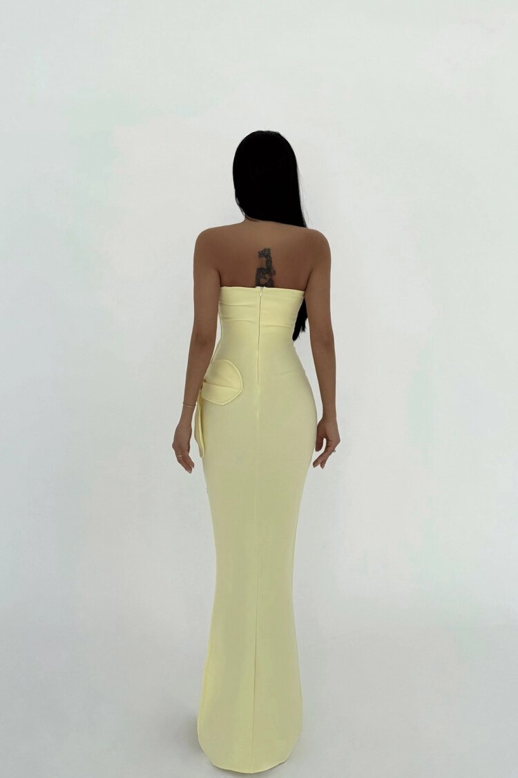 Rose Detail Strapless Dress