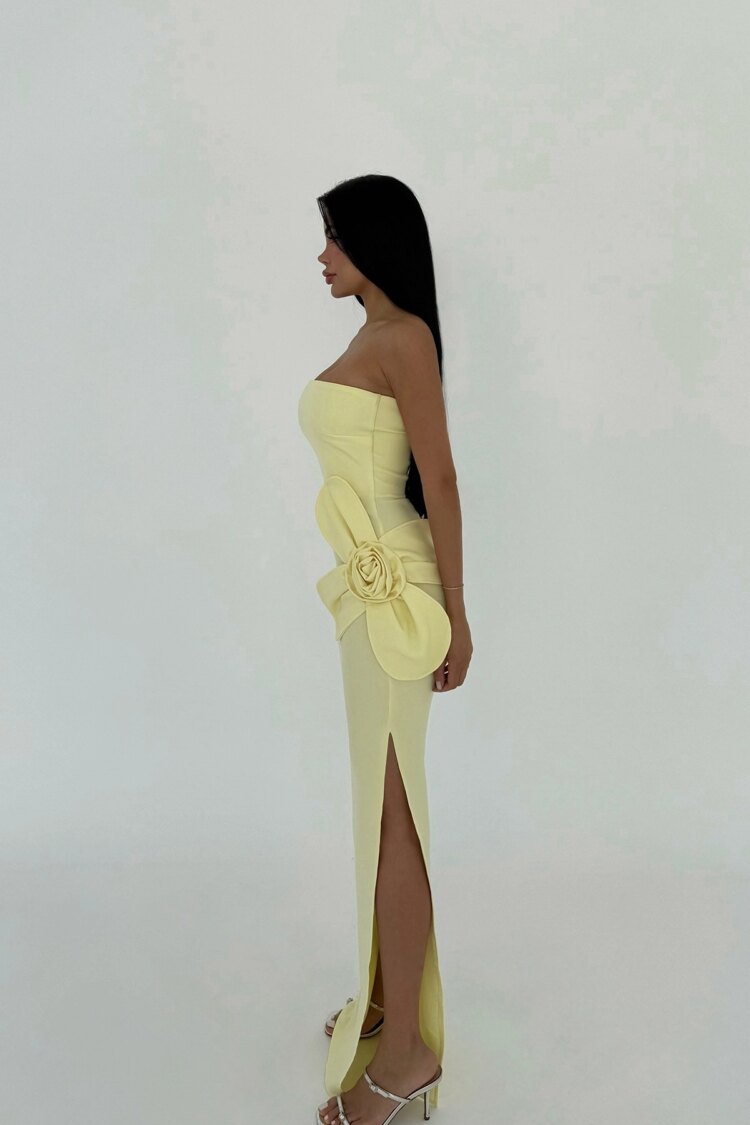 Rose Detail Strapless Dress