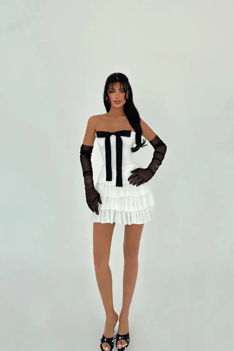 Strapless Dress With Gloves