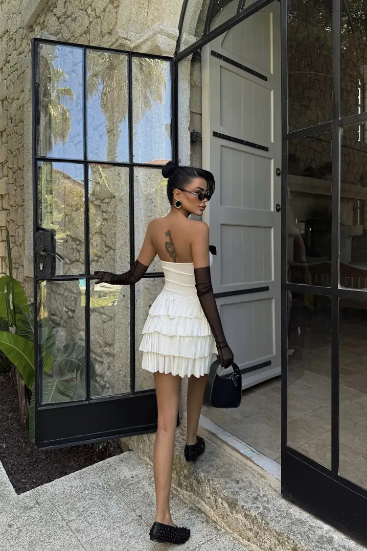 Strapless Dress With Gloves