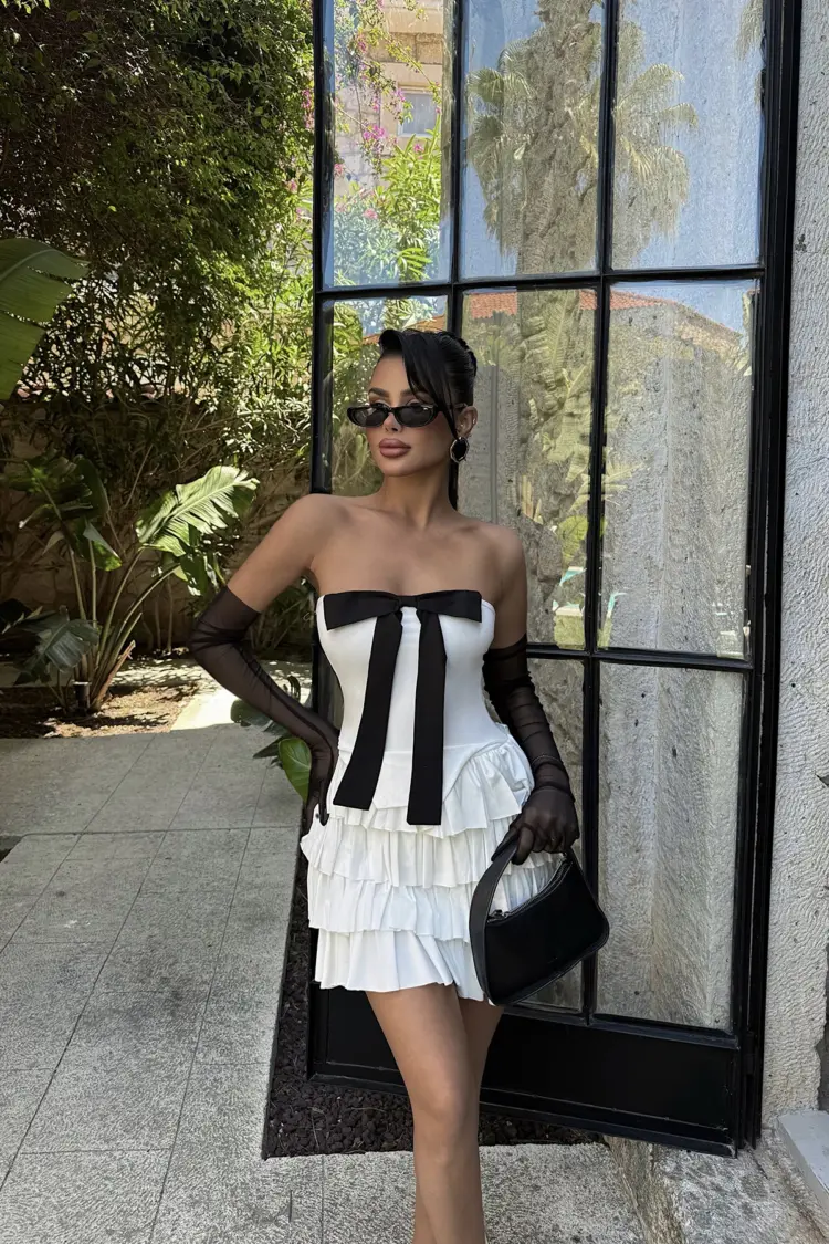 Strapless Dress With Gloves