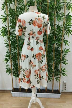 Women's Short Sleeve Double Collar Patterned Suprem Short Dress - Beige - Brand: Janes - Women's Clothing Wholesale - Globality Store