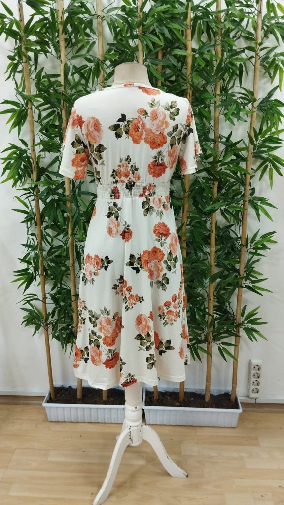 Women's Short Sleeve Double Collar Patterned Suprem Short Dress - Beige