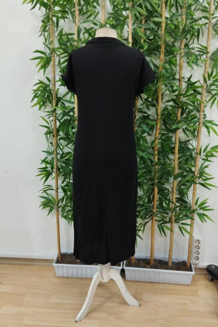 Women's Short Sleeve Collar Side Slit Thick Ribbed Camisole Dress