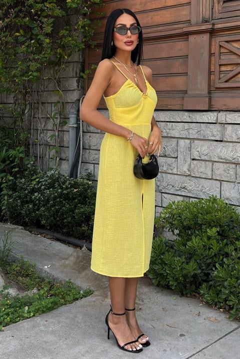 Front Slit Dress With Chest Accessory