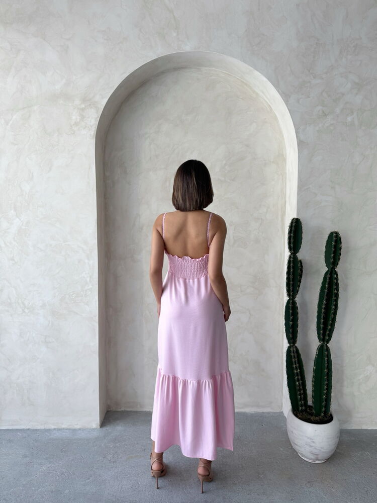 Linen Strap V-Neck Halter Dress