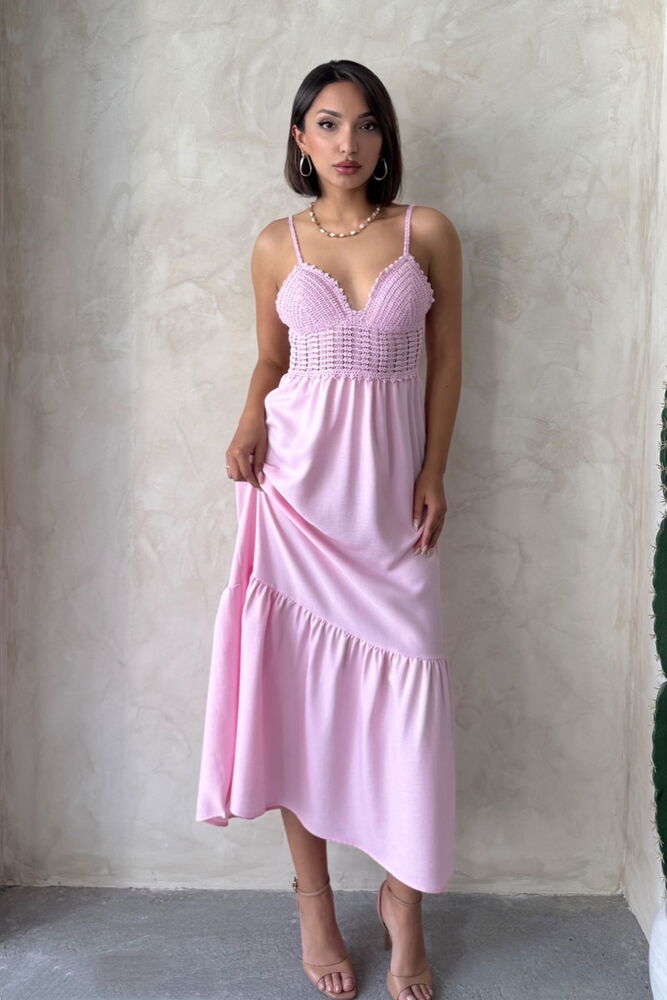 Linen Strap V-Neck Halter Dress - Brand: Topshow - Women's Clothing Wholesale - Globality Store