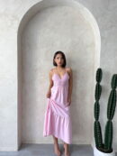 Linen Strap V-Neck Halter Dress - Brand: Topshow - Women's Clothing Wholesale - Globality Store
