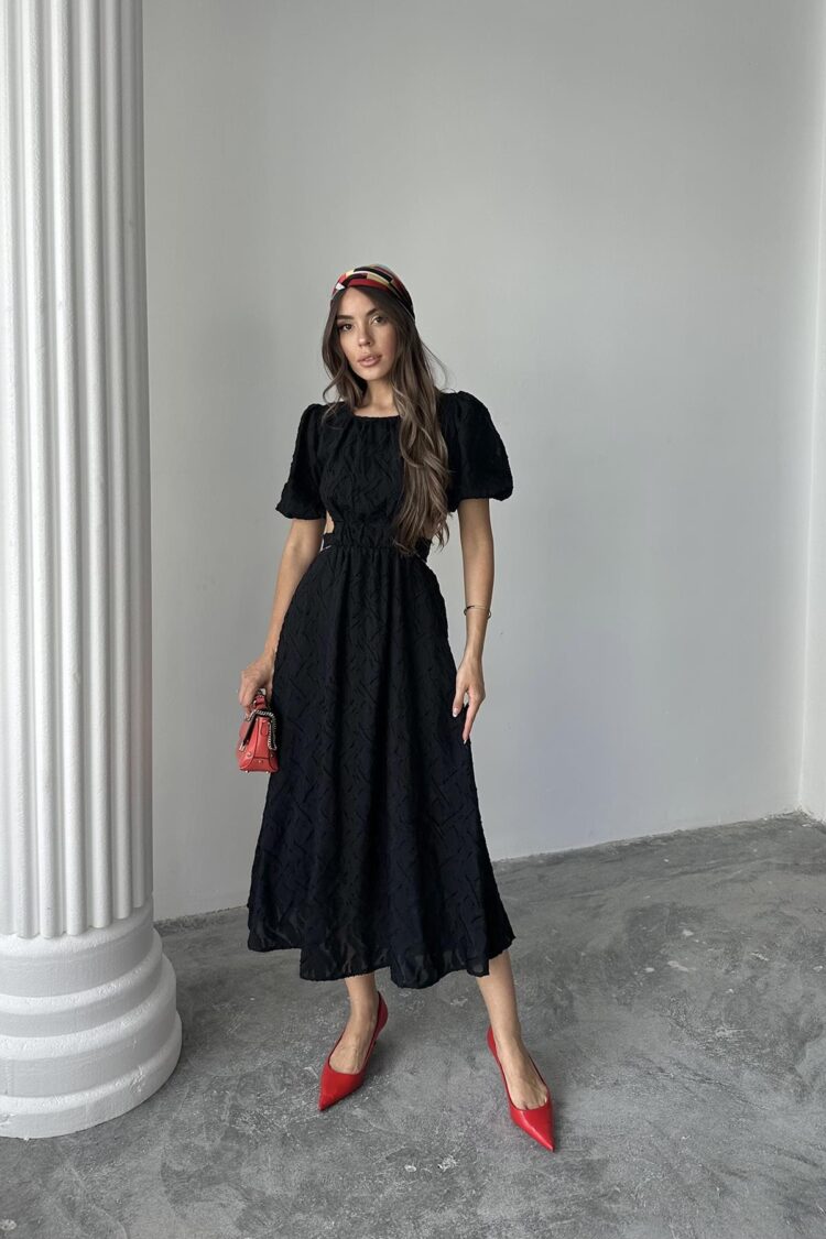 WholesaleBalloon Sleeve Belted Dress - Brand: Elisa - Women's Clothing Wholesale - Globality Store