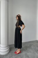 WholesaleBalloon Sleeve Belted Dress - Brand: Elisa - Women's Clothing Wholesale - Globality Store