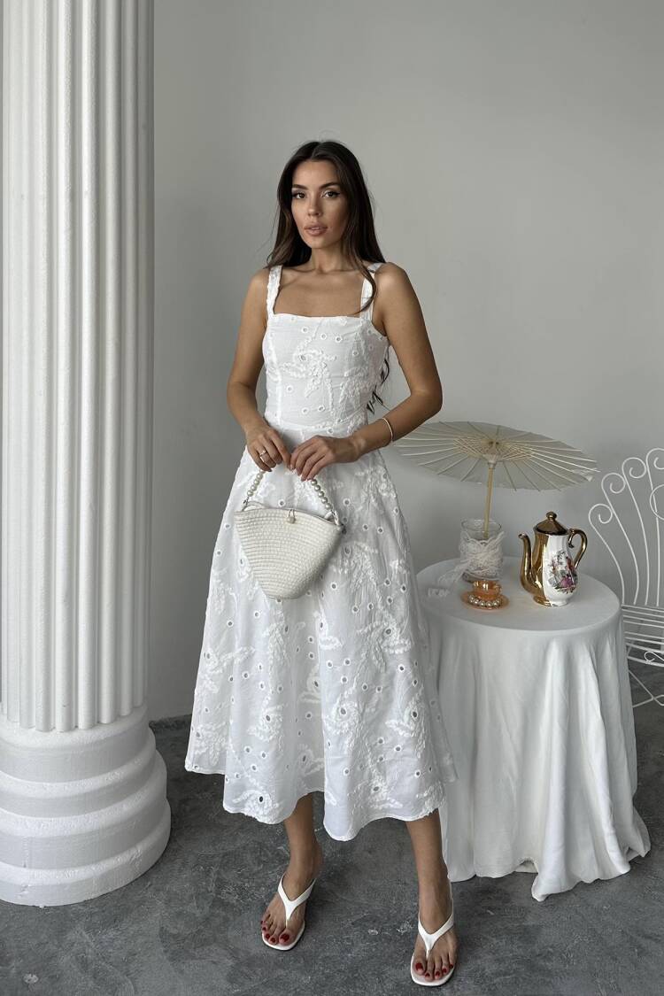 Wholesale White Back Corset Detailed Long Dress