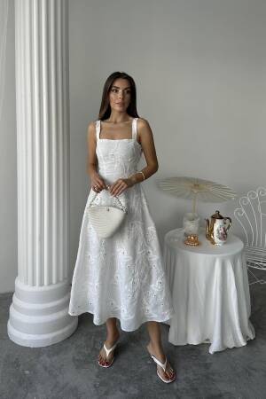 Wholesale White Back Corset Detailed Long Dress