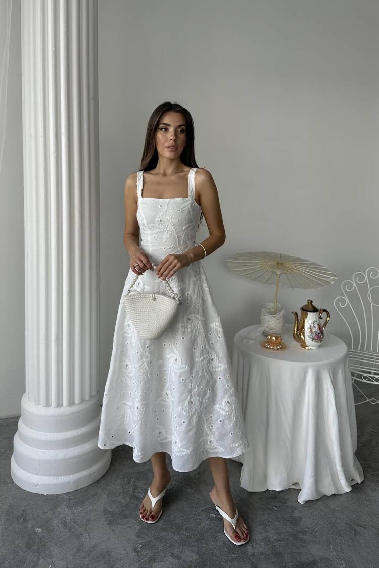 Wholesale White Back Corset Detailed Long Dress