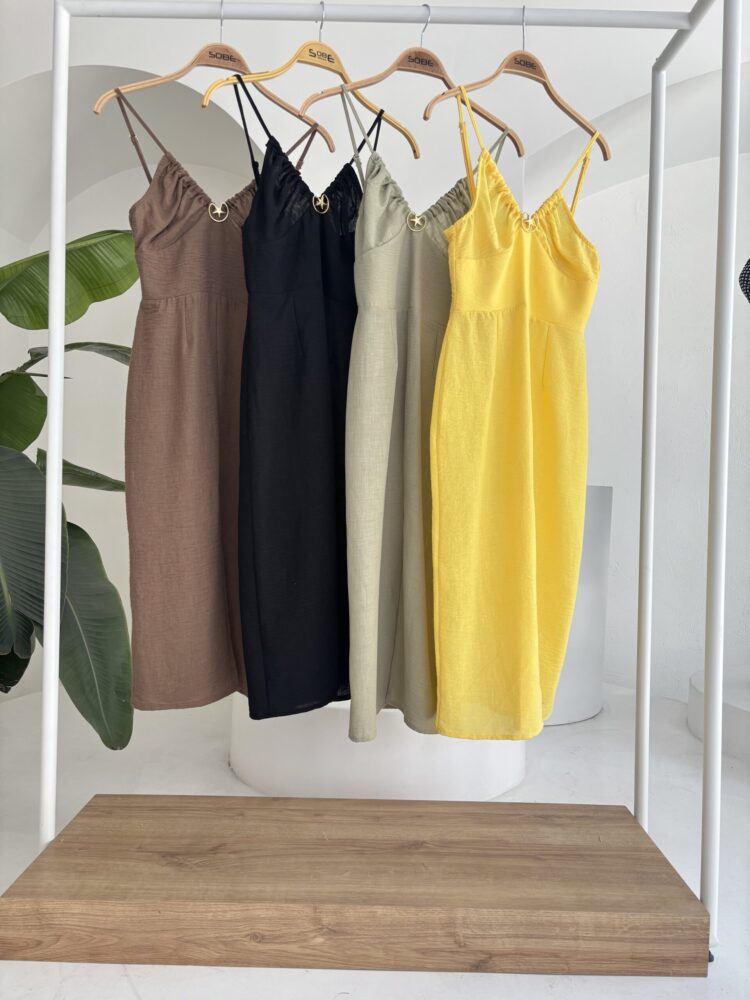 Front Slit Dress With Chest Accessory