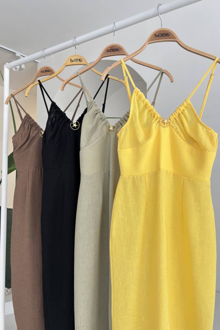 Front Slit Dress With Chest Accessory
