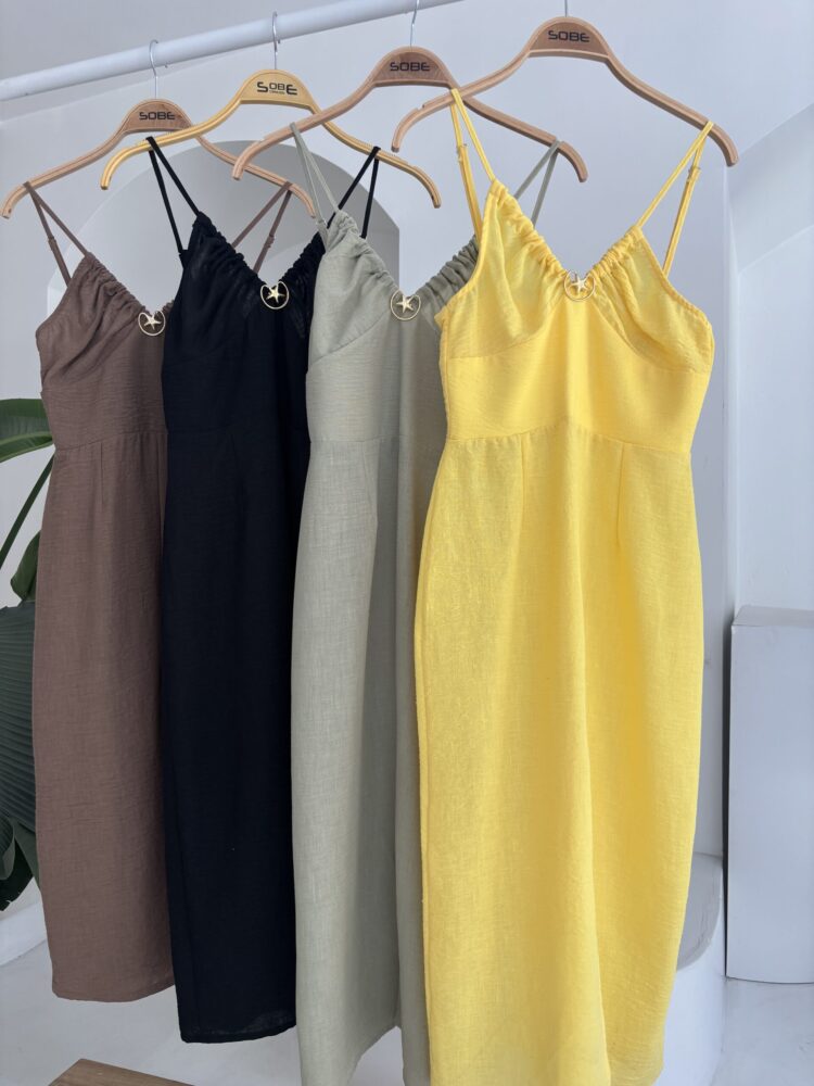 Front Slit Dress With Chest Accessory