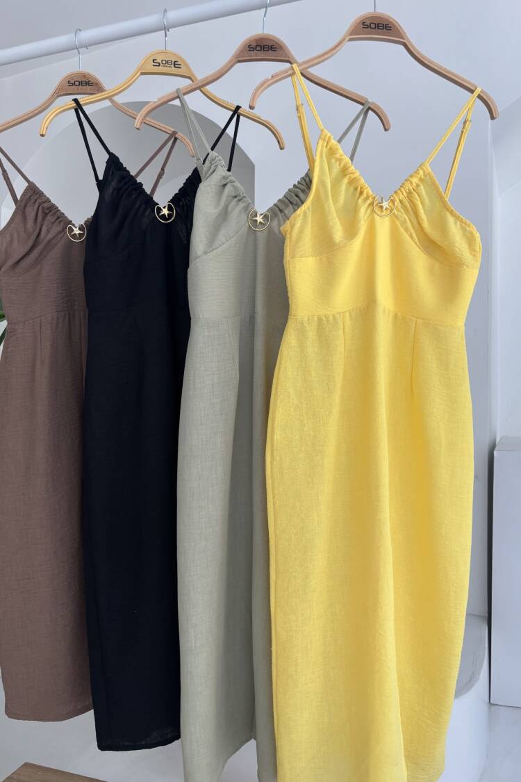 Front Slit Dress With Chest Accessory