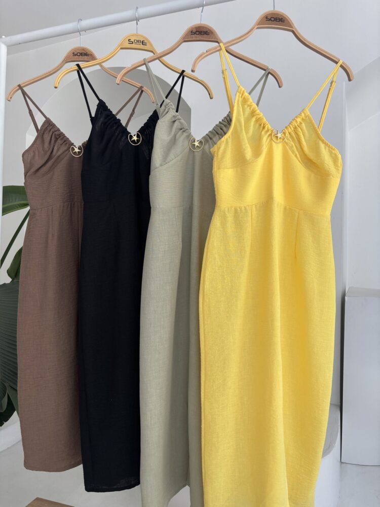Front Slit Dress With Chest Accessory
