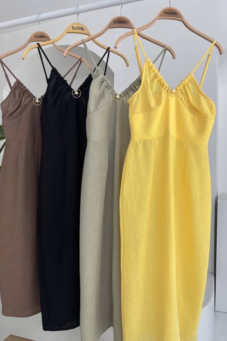 Front Slit Dress With Chest Accessory